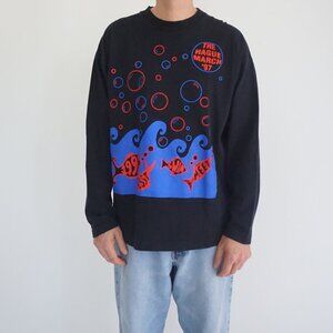 VTG Screen Stars Black Cotton Hague March 97 Graphic Retro 90s Long Sleeve XL